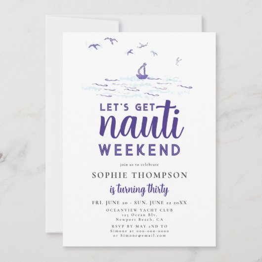 30e verjaardag Nauti Nautical Boat Party Kaart (Voorkant)