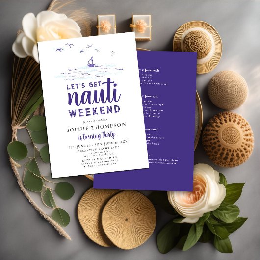 30e verjaardag Nauti Nautical Boat Party Kaart