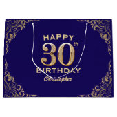30e verjaardag Navy Blue en Gold Glitter Groot Cadeauzakje (Voorkant)