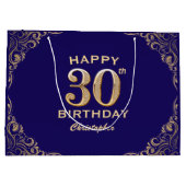 30e verjaardag Navy Blue en Gold Glitter Groot Cadeauzakje (Achterkant)