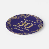 30e verjaardag Navy Blue en Gold Glitter Papieren Bordje (Gekanteld)