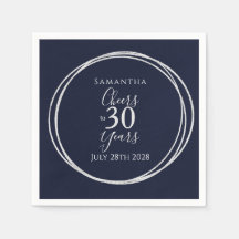 30e verjaardag Navy Silver Cheers to 30 Years Part
