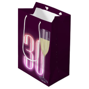 30e verjaardag Neon bord met wijn Medium Cadeauzakje