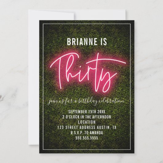 30e verjaardag Neon Dertig uitnodiging (Voorkant)