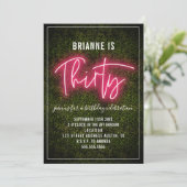 30e verjaardag Neon Dertig uitnodiging (Staand voorkant)