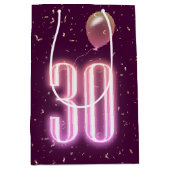 30e verjaardag Neon Sign en Confetti Medium Cadeauzakje (Voorkant)