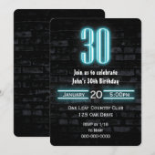 30e verjaardag Neon Sign on Brick Kaart (Voorkant / Achterkant)