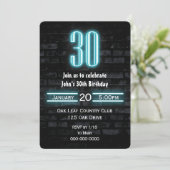 30e verjaardag Neon Sign on Brick Kaart (Staand voorkant)