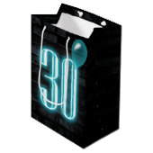 30e verjaardag Neon Sign on Brick Medium Cadeauzakje (Voorkant Gekanteld)
