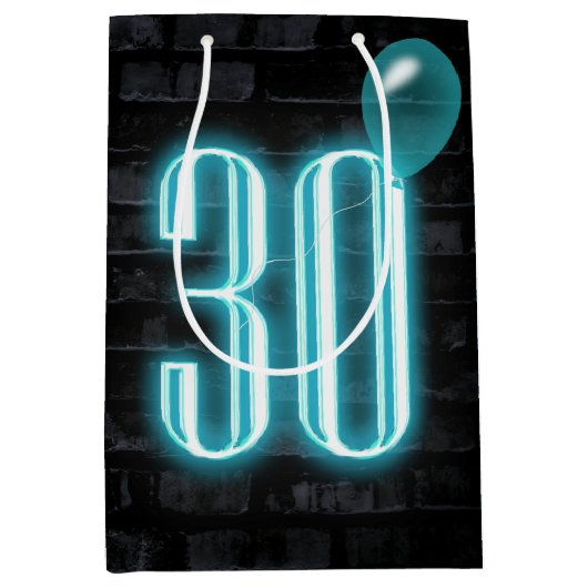30e verjaardag Neon Sign on Brick Medium Cadeauzakje (Voorkant)