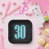 30e verjaardag Neon Sign on Brick Papieren Bordje (Feest)
