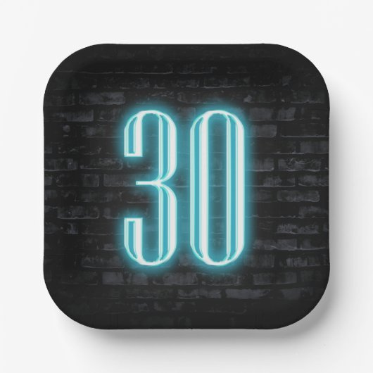 30e verjaardag Neon Sign on Brick Papieren Bordje (Voorkant)
