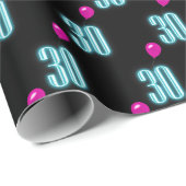 30e verjaardag Neon Sign. with Balloon Cadeaupapier (Rol Hoek)