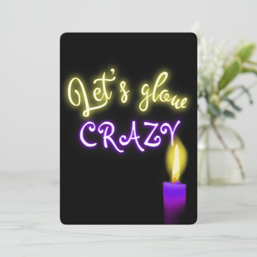 30e verjaardag Neon Sign. with Candle Kaart (Staand voorkant)