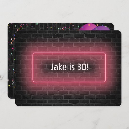 30e verjaardag Neon-teken op muur Kaart (Voorkant / Achterkant)