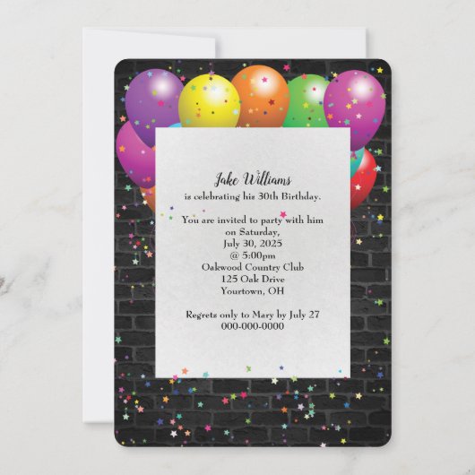 30e verjaardag Neon-teken op muur Kaart (Achterkant)