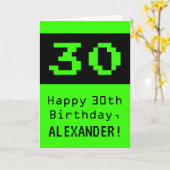 30e verjaardag: Nerdy / Geeky stijl "30" en naam Kaart (Gele Bloem)