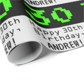 30e verjaardag - Nerdy / Geeky Style "30" en naam Cadeaupapier (Rol Hoek)