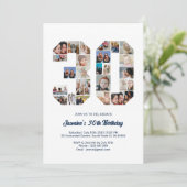 30e verjaardag nummer 30 aangepaste fotocollage kaart (Staand voorkant)