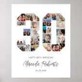 30e verjaardag nummer 30 aangepaste fotocollage poster (Voorkant)