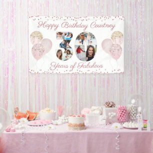 30e verjaardag nummer 30 Cutout 8 foto's Roos Gold Spandoek