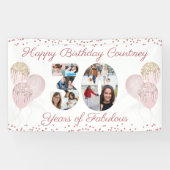 30e verjaardag nummer 30 Cutout 8 foto's Roos Gold Spandoek (Horizontaal)