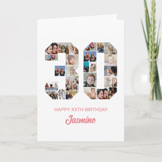 30e verjaardag nummer 30 Foto Collage Persoonlijk Kaart (Voorkant)