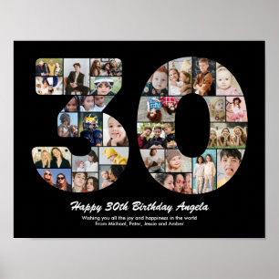30e verjaardag nummer 30 Fotocollage Gift Poster