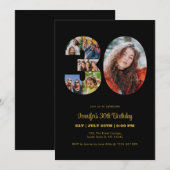 30e verjaardag nummer 30 fotocollage modern zwart kaart (Voorkant / Achterkant)