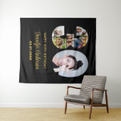 30e verjaardag nummer 30 fotocollage modern zwart wandkleed (In Situ (horizontaal))
