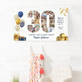30e verjaardag nummer 30 fotocollage wit goud spandoek (Insitu)