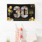 30e verjaardag nummer 30 fotocollage zwart goud spandoek (Insitu)