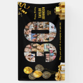 30e verjaardag nummer 30 fotocollage zwart goud spandoek (Verticaal)