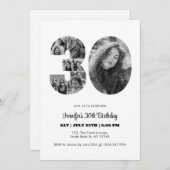 30e verjaardag nummer 30 fotocollage zwart wit kaart (Voorkant / Achterkant)