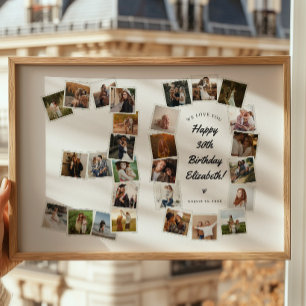 30e verjaardag Nummer 30 Fotosamenstelling Poster