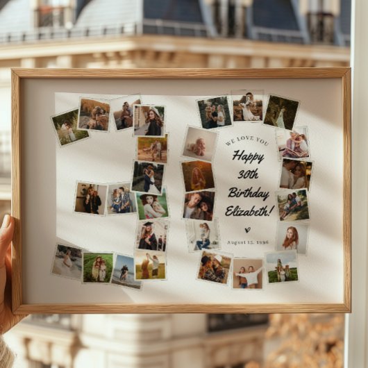 30e verjaardag Nummer 30 Fotosamenstelling Poster