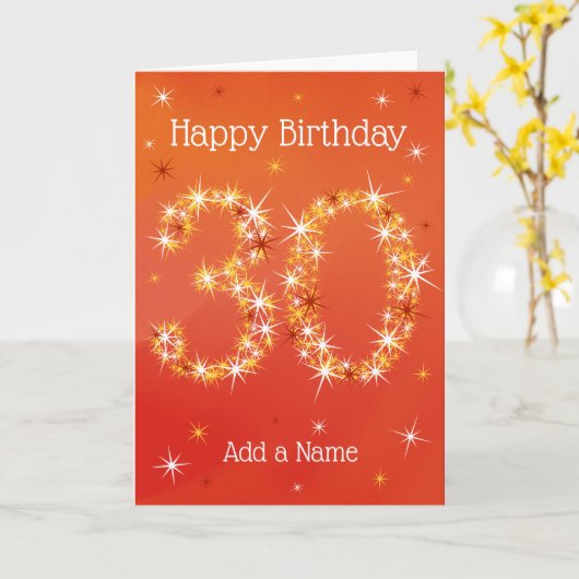 30e verjaardag - nummer 30 in sterren - rood - lee kaart (Gele Bloem)