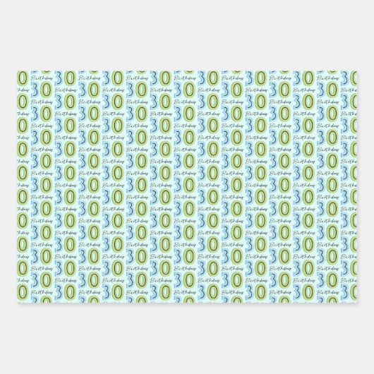 30e verjaardag nummers Paarse roze Inpakpapier Vel (Voorkant 2)