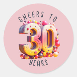 30e verjaardag of Jubileum 3D-nummer mijlpaal Ronde Sticker