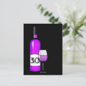 30e verjaardag of verjaardag : wijnfles & glas briefkaart (Staand voorkant)
