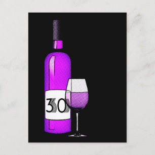 30e verjaardag of verjaardag : wijnfles & glas briefkaart