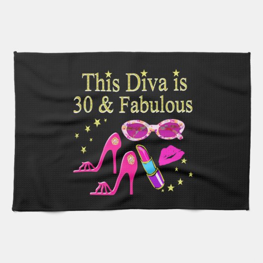 30E VERJAARDAG OOGVERBLINDEND DIVA DESIGN THEEDOEK (Horizontaal)