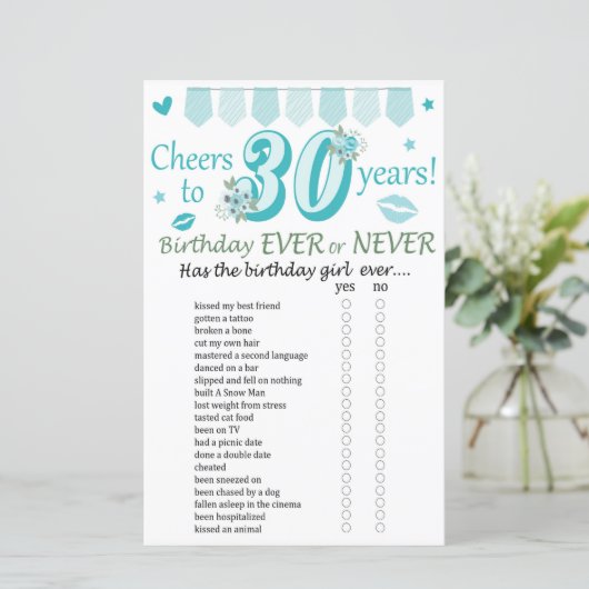 30e verjaardag ooit of nooit (Staand voorkant)