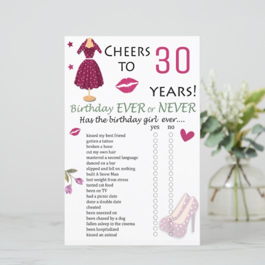 30e verjaardag ooit of nooit (Staand voorkant)