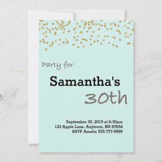 30e verjaardag op maat gemaakt in parelkleuren kaart (Voorkant)