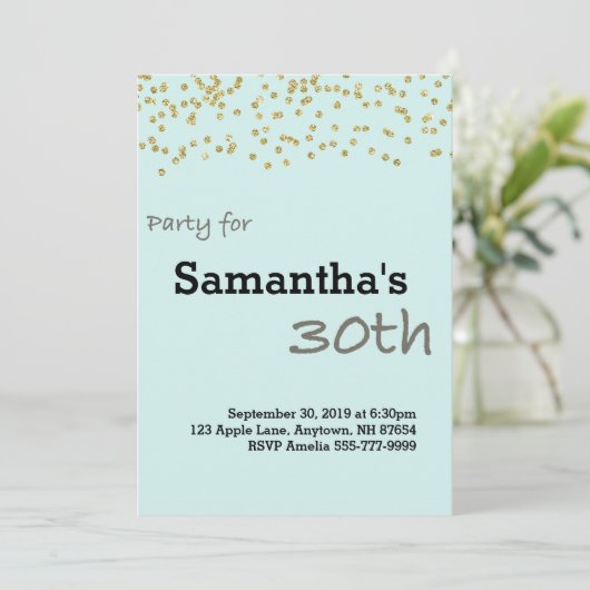 30e verjaardag op maat gemaakt in parelkleuren kaart (Staand voorkant)