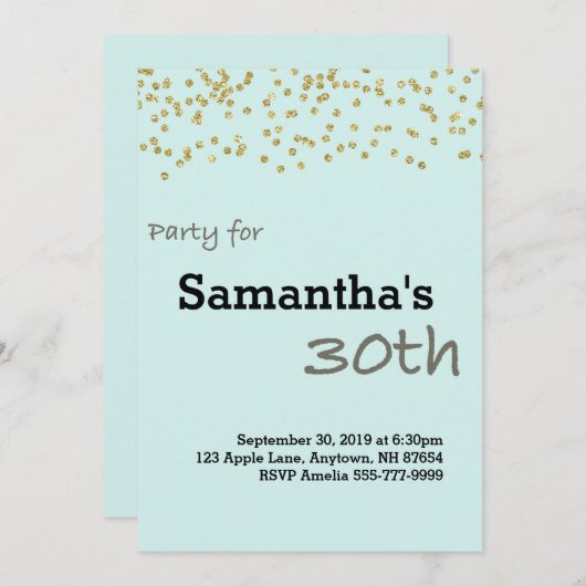 30e verjaardag op maat gemaakt in parelkleuren kaart (Voorkant / Achterkant)