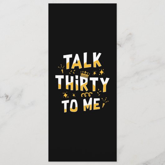 30e verjaardag | Over dertig voor mij praten Menu (Voorkant)