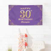 30e verjaardag Paars- en goudglitter-Lijst Spandoek (Insitu)