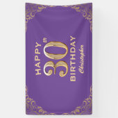 30e verjaardag Paars- en goudglitter-Lijst Spandoek (Verticaal)